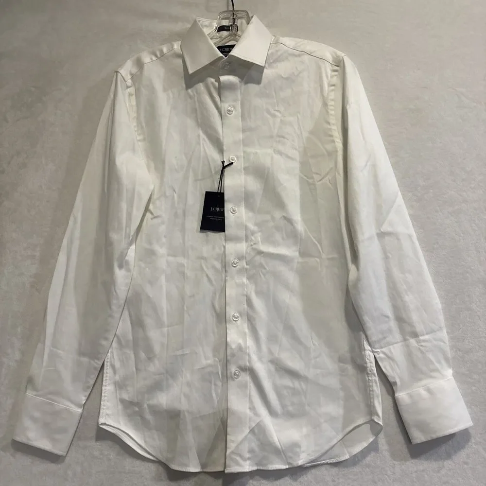 J. Crew Slim Bowery Performance Stretch Dress Shirt Spread Collar XS White NWT